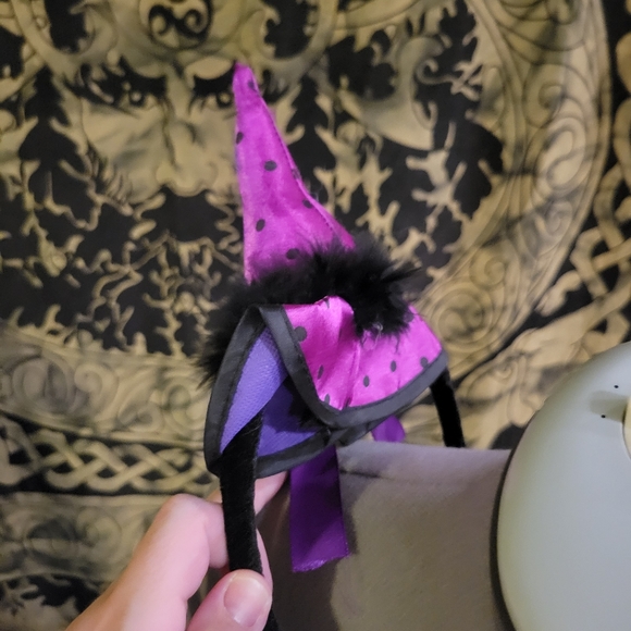 Purple mini witch's hat / headband one size - Picture 3 of 4